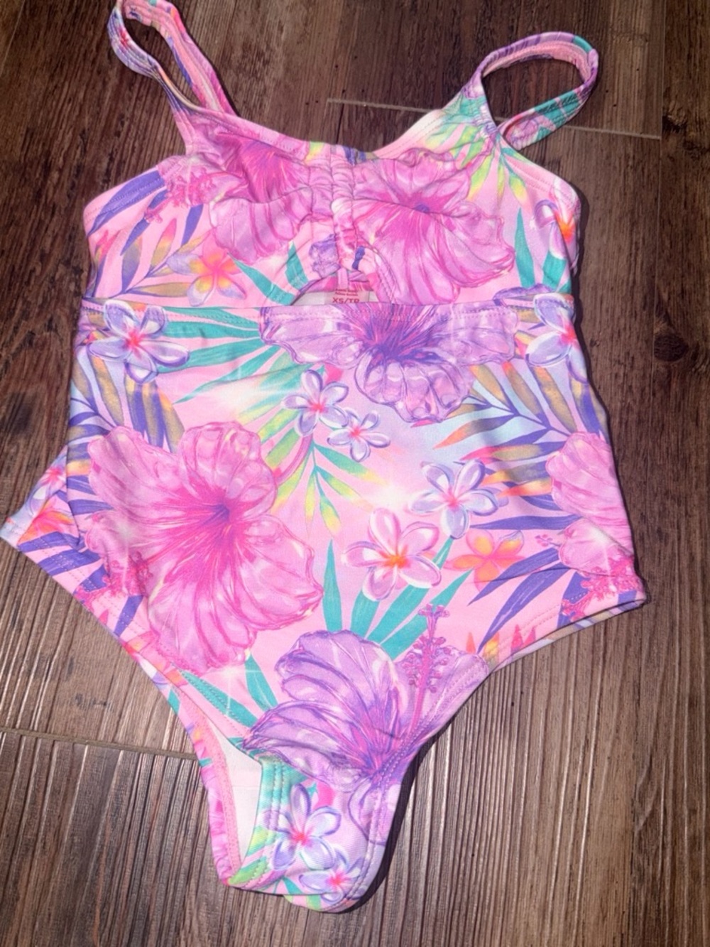 Girls Floral One-Piece Swimsuit - Pink & Purple